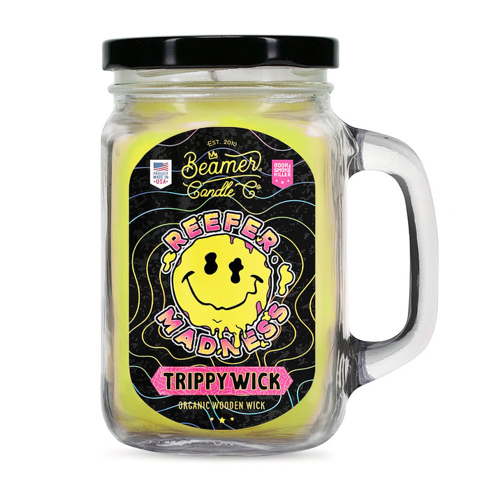 Beamer Candle Co. - Large Trippy Wick - Odor & Smoke Killer Collection - USA Made - 90 Hour Burn Time