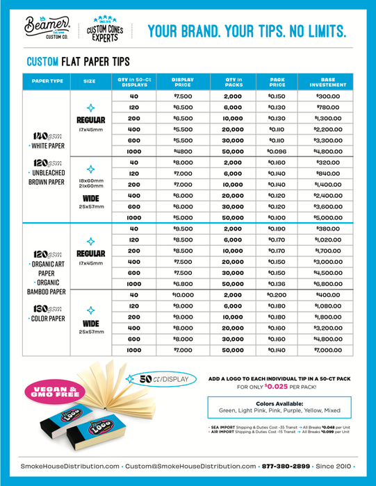 Beamer Custom Co. - Custom Flat Paper Tips