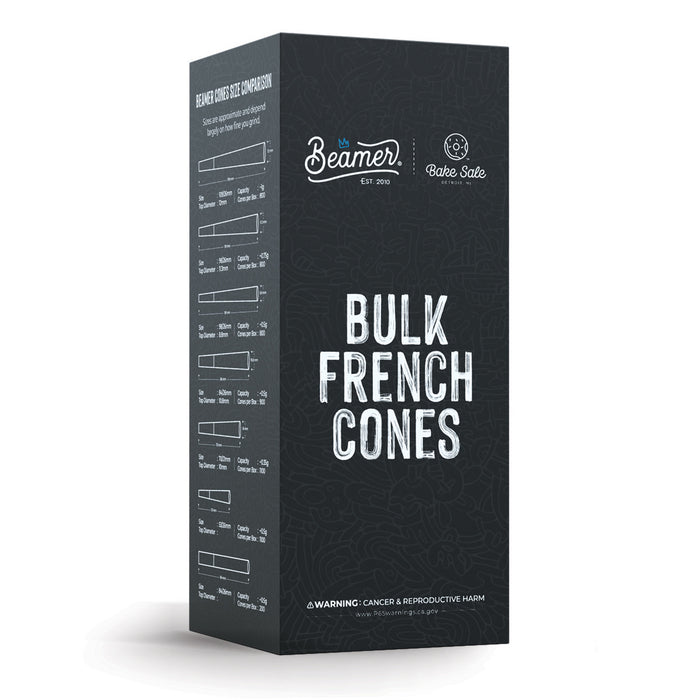 Beamer - Pre-Rolled Paper Cones - Premium White French Paper - Bulk - 800-Ct - Two Sizes Available
