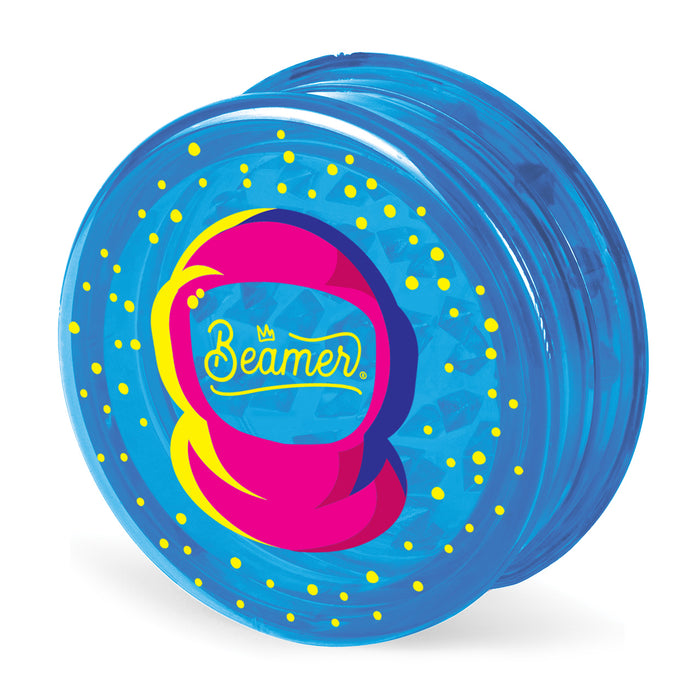 Beamer Virgin Acrylic 90mm 3-Piece Grinder W/ Storage Compartment - Stellar Edition - Full Color Mixed Designs