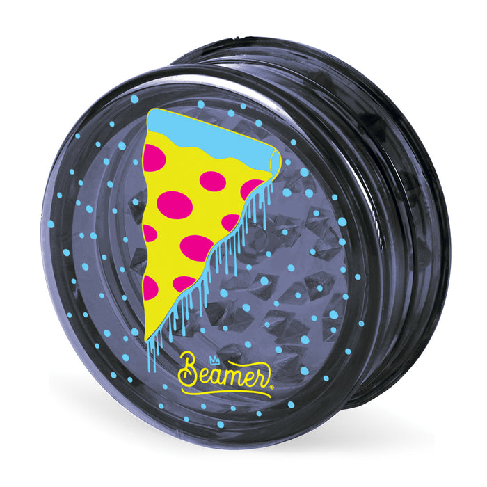 Beamer Virgin Acrylic 90mm 3-Piece Grinder W/ Storage Compartment - Stellar Edition - Full Color Mixed Designs