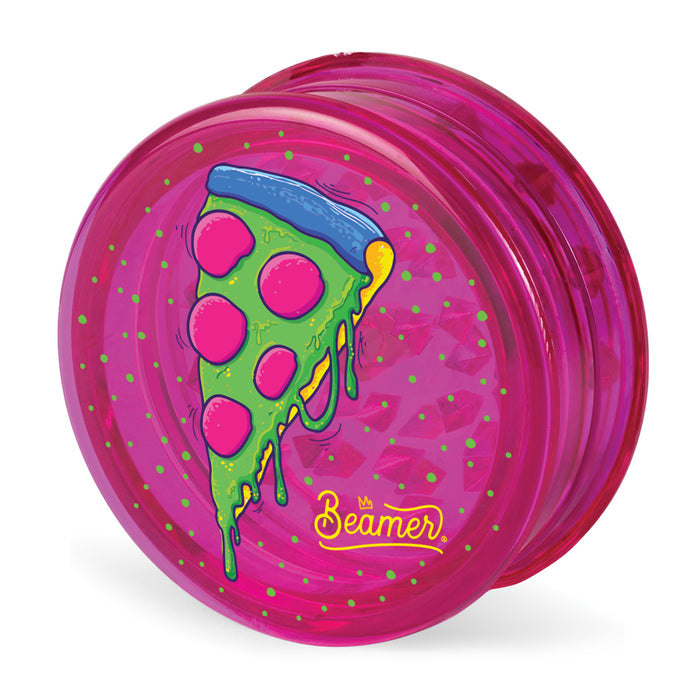 Beamer Virgin Acrylic 3-Piece 90mm Grinder W/ Storage Compartment - Prime Edition - Full Color Mixed Designs