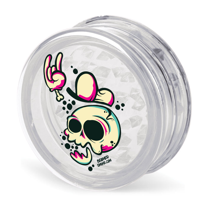 Beamer Virgin Acrylic 90mm 3-Piece Grinder W/ Storage Compartment - Stellar Edition - Full Color Mixed Designs