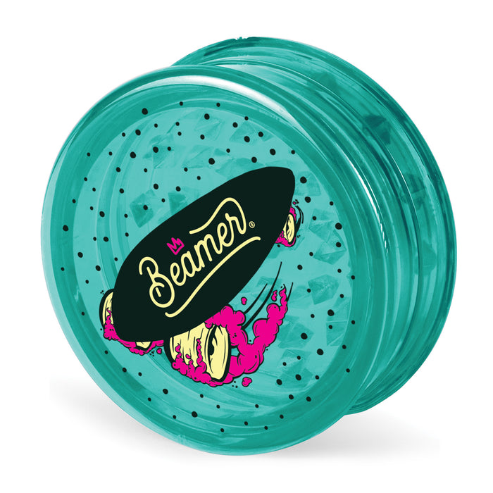 Beamer Virgin Acrylic 3-Piece 90mm Grinder W/ Storage Compartment - Prime Edition - Full Color Mixed Designs