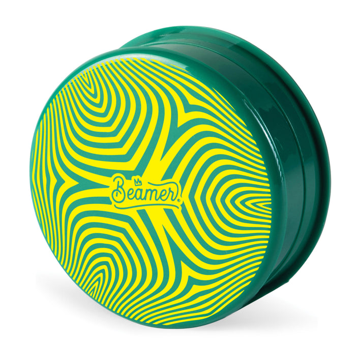 Beamer Virgin Acrylic 3-Piece 90mm Grinder W/ Storage Compartment - Prime Edition - Full Color Mixed Designs