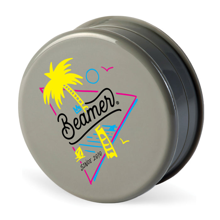 Beamer Virgin Acrylic 3-Piece 90mm Grinder W/ Storage Compartment - Prime Edition - Full Color Mixed Designs