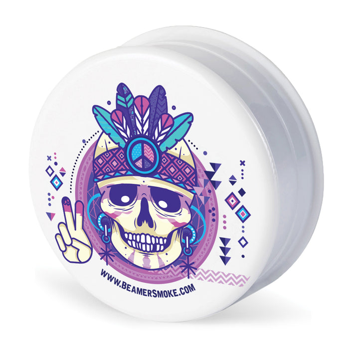 Beamer Virgin Acrylic 3-Piece 90mm Grinder W/ Storage Compartment - Prime Edition - Full Color Mixed Designs