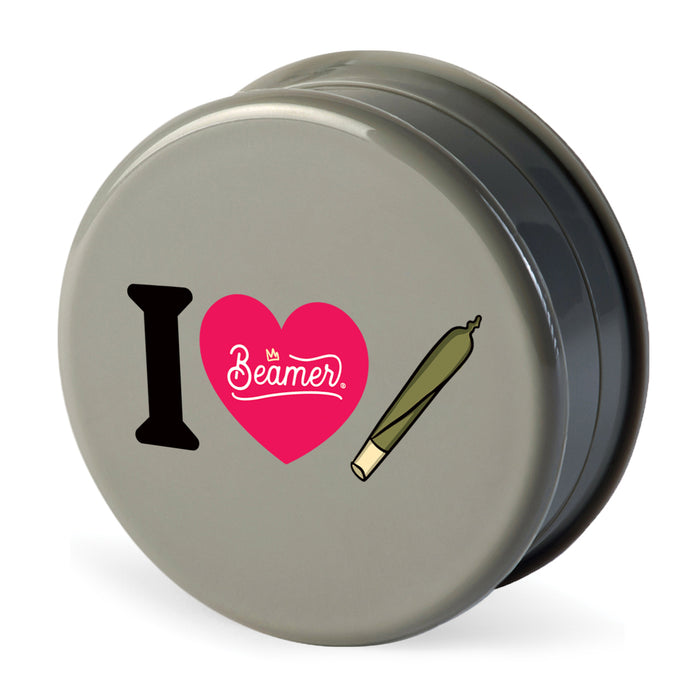 Beamer Virgin Acrylic 90mm 3-Piece Grinder W/ Storage Compartment - Stellar Edition - Full Color Mixed Designs