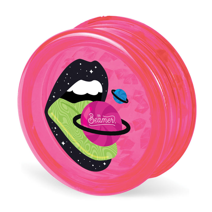 Beamer Virgin Acrylic 3-Piece 90mm Grinder W/ Storage Compartment - Prime Edition - Full Color Mixed Designs