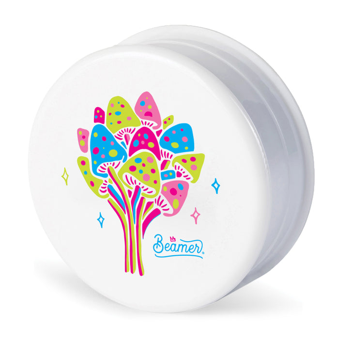 Beamer Virgin Acrylic 90mm 3-Piece Grinder W/ Storage Compartment - Stellar Edition - Full Color Mixed Designs