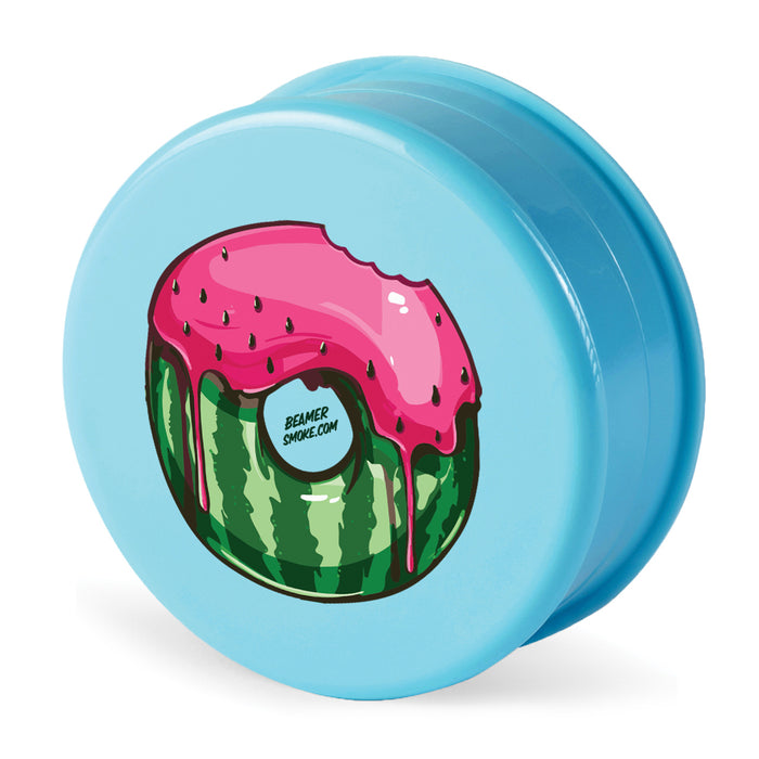 Beamer Virgin Acrylic 90mm 3-Piece Grinder W/ Storage Compartment - Stellar Edition - Full Color Mixed Designs