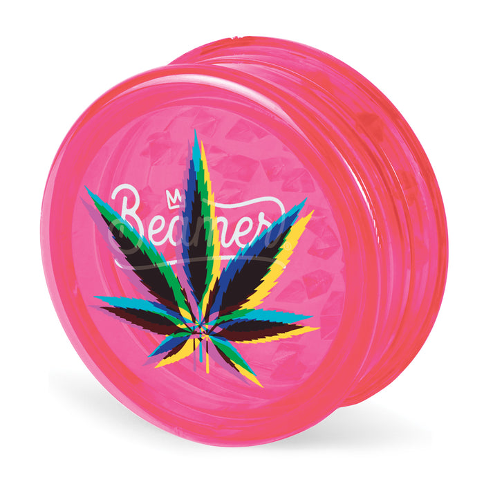 Beamer Virgin Acrylic 90mm 3-Piece Grinder W/ Storage Compartment - Stellar Edition - Full Color Mixed Designs