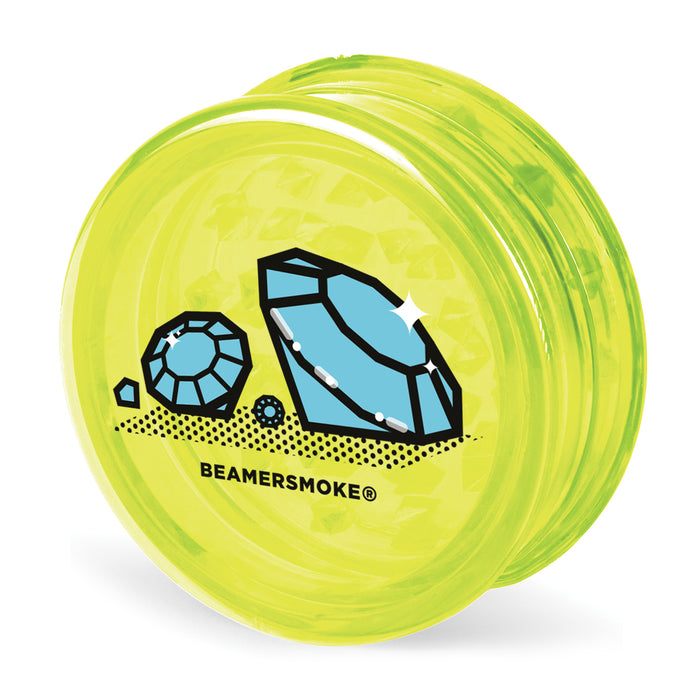 Beamer Virgin Acrylic 90mm 3-Piece Grinder W/ Storage Compartment - Trippy Jewelz Collection - Full Color Designs