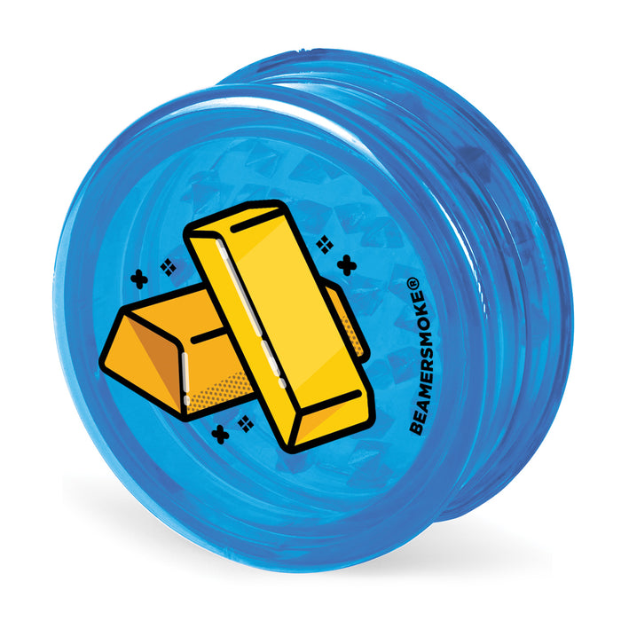Beamer Virgin Acrylic 90mm 3-Piece Grinder W/ Storage Compartment - Trippy Jewelz Collection - Full Color Designs