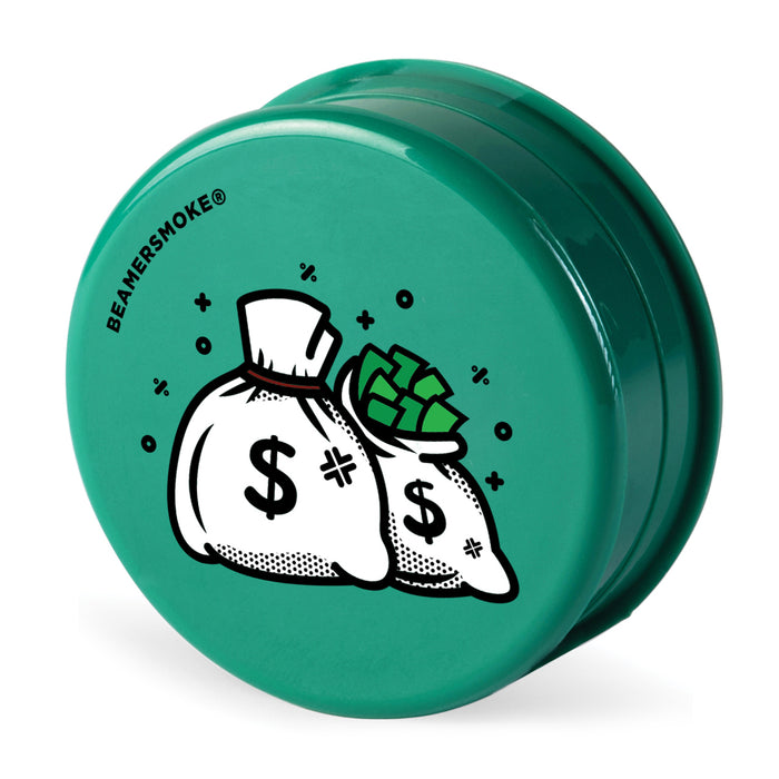 Beamer Virgin Acrylic 90mm 3-Piece Grinder W/ Storage Compartment - Trippy Jewelz Collection - Full Color Designs