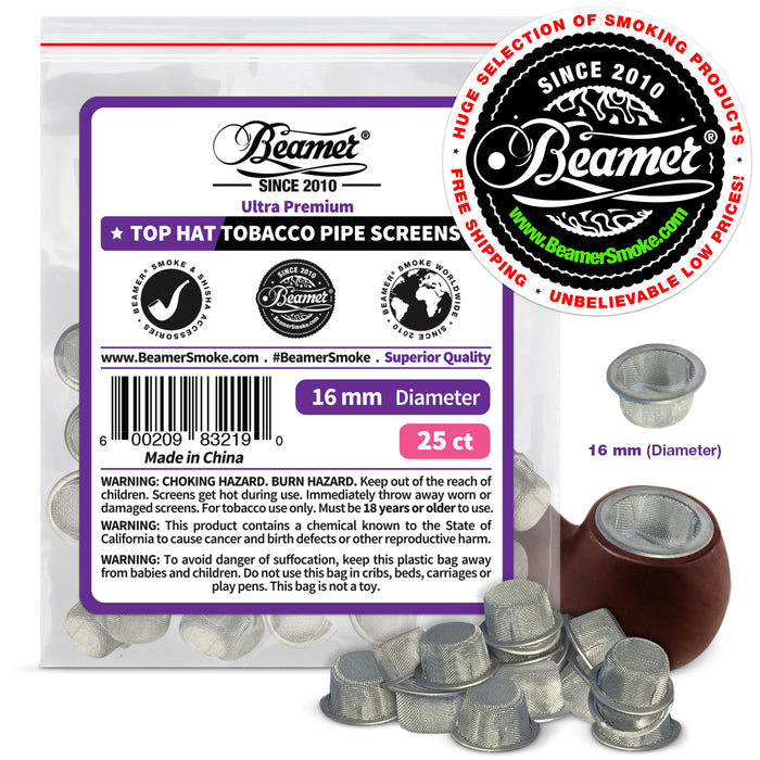 Beamer Double Thick Steel Top Hat Pipe Screens, 16mm - 25-Ct Bag