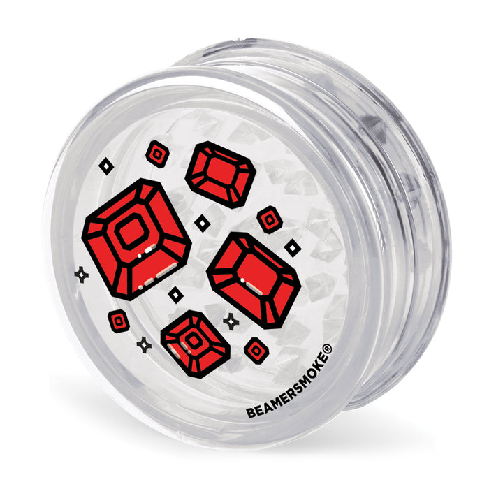 Beamer Virgin Acrylic 90mm 3-Piece Grinder W/ Storage Compartment - Trippy Jewelz Collection - Full Color Designs