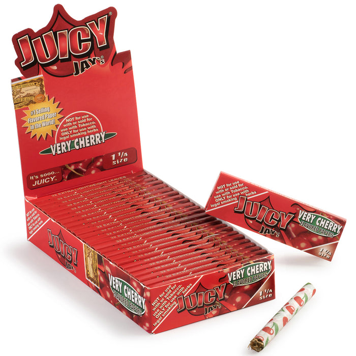 Juicy Jay's Very Cherry Flavored 1 1/4 Size Rolling Papers - 24-Ct Display