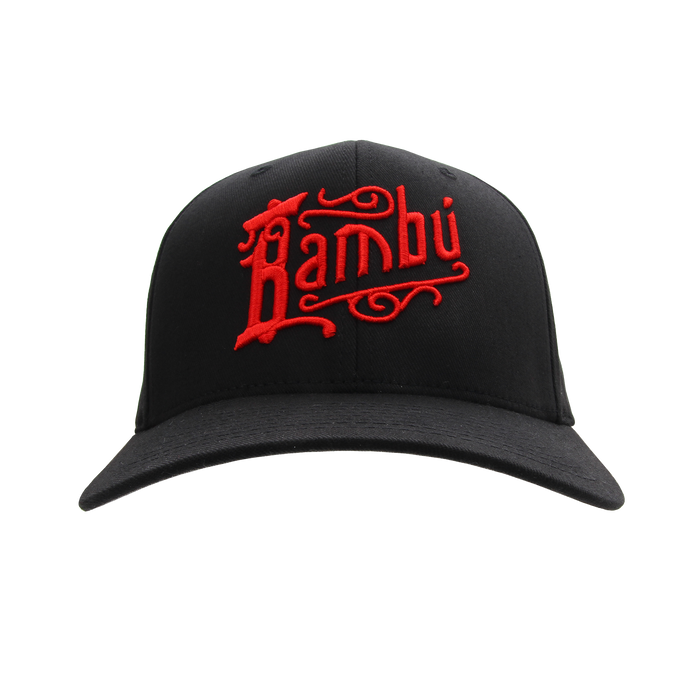 Bambu - Hat - Fitted - Black Color with Red Color Logo