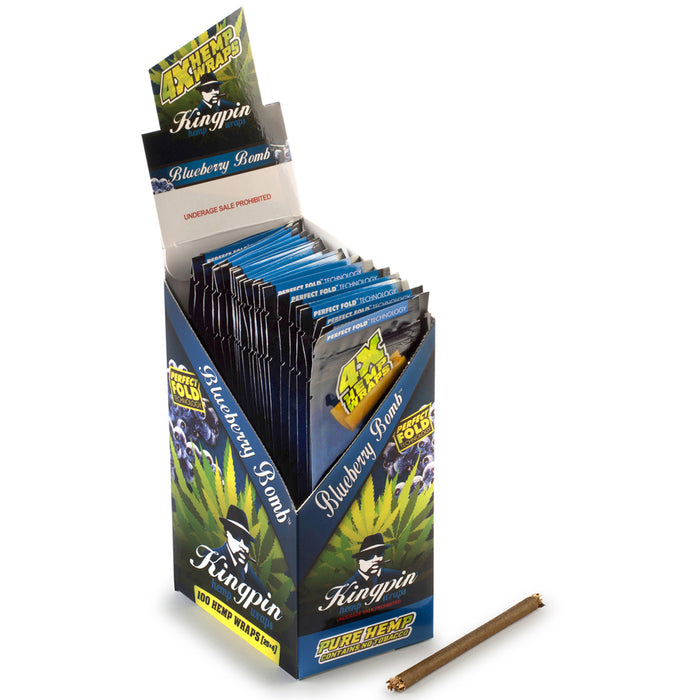 Kingpin Hemp Wraps, Blueberry Bomb Flavor - 25-Ct Display