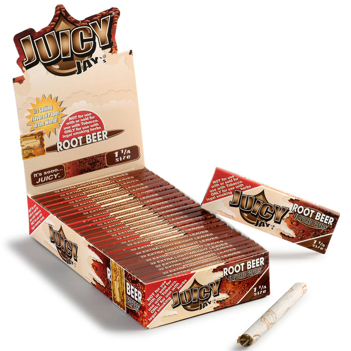 Juicy Jay's Root Beer Flavored 1 1/4 Size Rolling Papers - 24-Ct Display