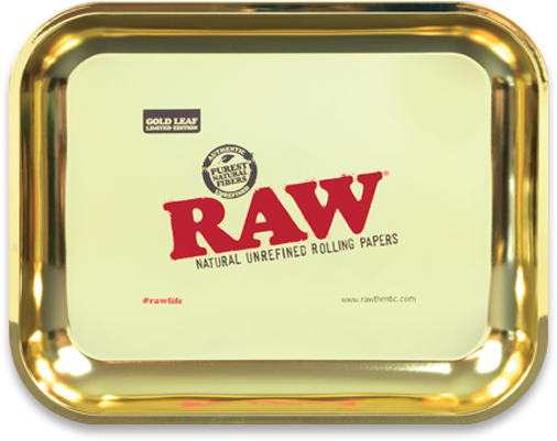 Raw Large Gold Rolling Tray w/ Certificate of Authenticity, 24K Gold Leaf - 13.5" x 11"