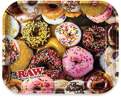 Raw Large Metal Rolling Tray, Donut Design - 13.5" x 11"