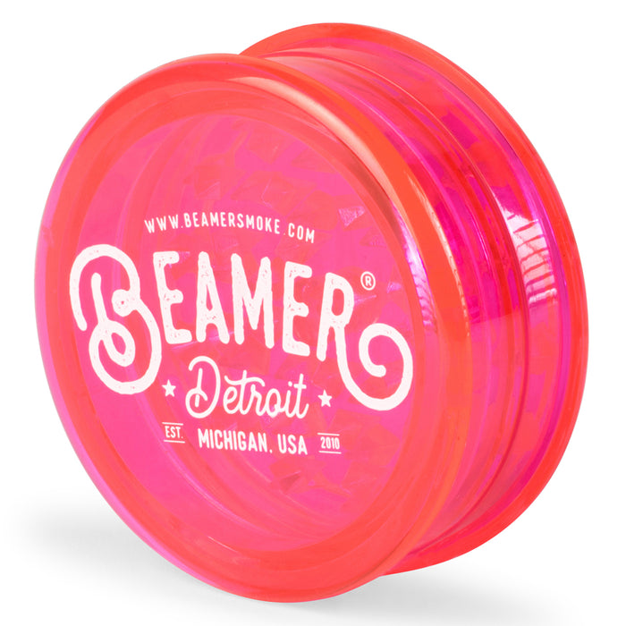 Beamer Virgin Acrylic 3-Piece 63mm Grinder W/ Storage Compartment - Detroit Logo Design