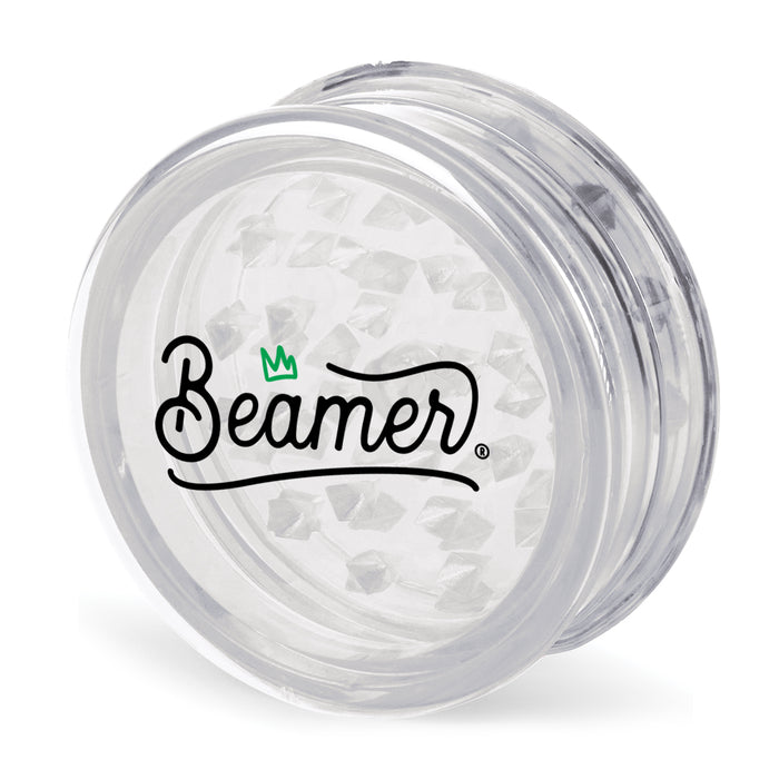 Beamer Virgin Acrylic 3-Piece 90mm Grinder W/ Storage Compartment - Crown Logo Design