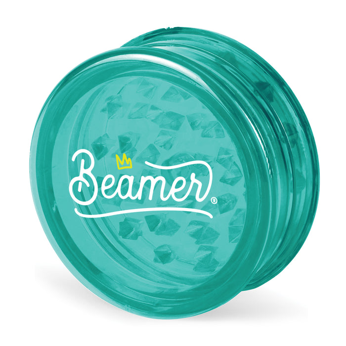 Beamer Virgin Acrylic 3-Piece 90mm Grinder W/ Storage Compartment - Crown Logo Design