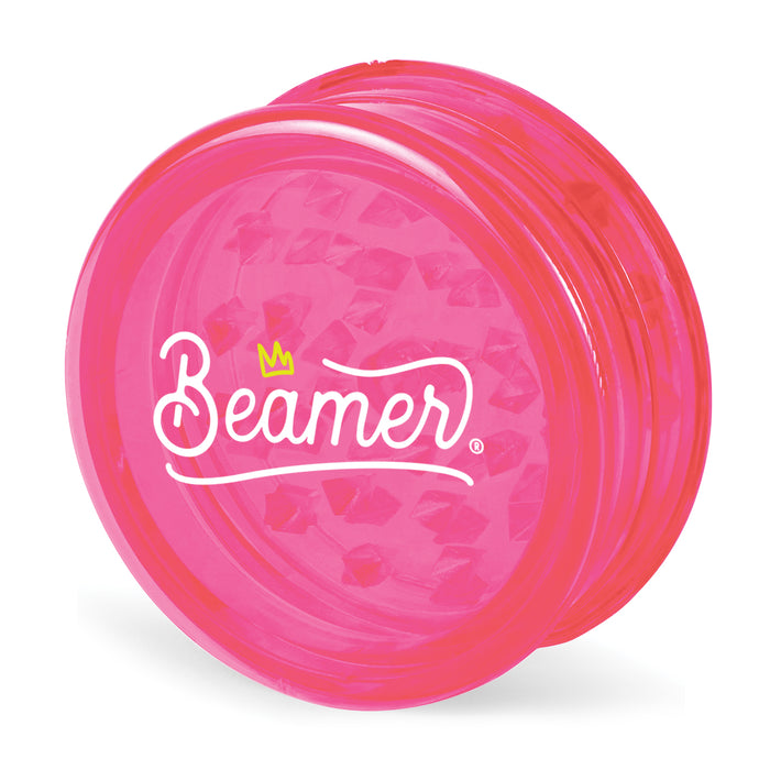 Beamer Virgin Acrylic 3-Piece 90mm Grinder W/ Storage Compartment - Crown Logo Design