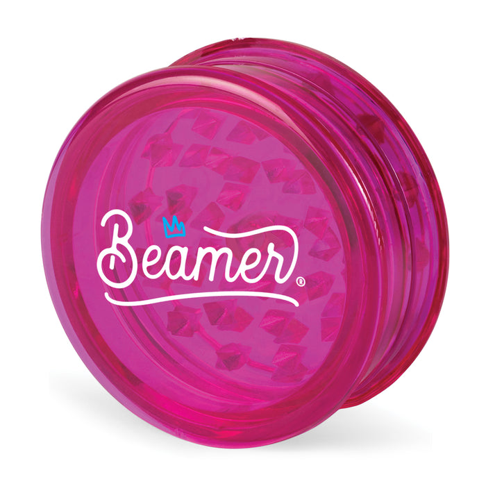 Beamer Virgin Acrylic 3-Piece 90mm Grinder W/ Storage Compartment - Crown Logo Design