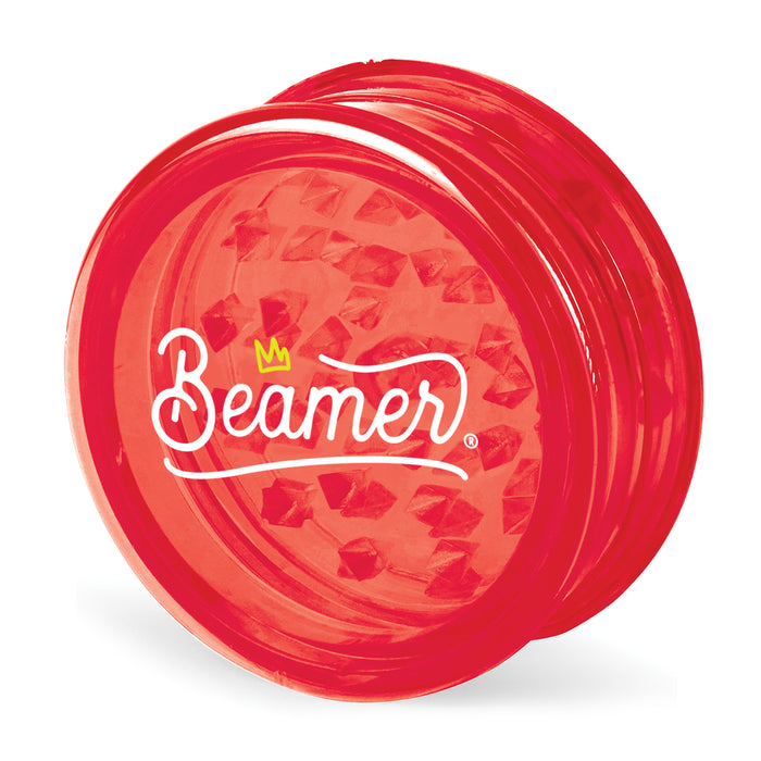 Beamer Virgin Acrylic 3-Piece 90mm Grinder W/ Storage Compartment - Crown Logo Design