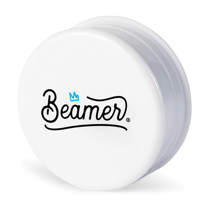 Beamer Virgin Acrylic 3-Piece 90mm Grinder W/ Storage Compartment - Crown Logo Design