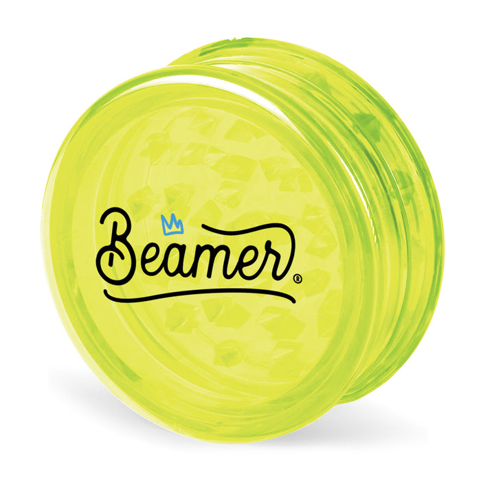 Beamer Virgin Acrylic 3-Piece 90mm Grinder W/ Storage Compartment - Crown Logo Design