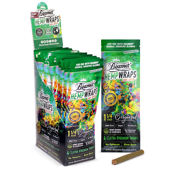 Beamer Natural Vegan Hemp Wraps - 2 Sizes Available - 4ct Packs