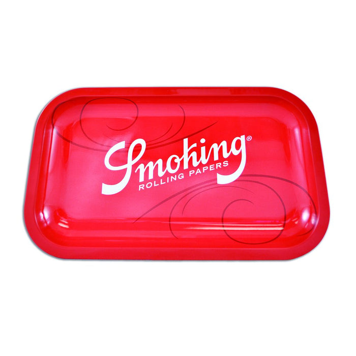 Smoking Medium Metal Rolling Tray, Red Color Logo - 11" x 7"