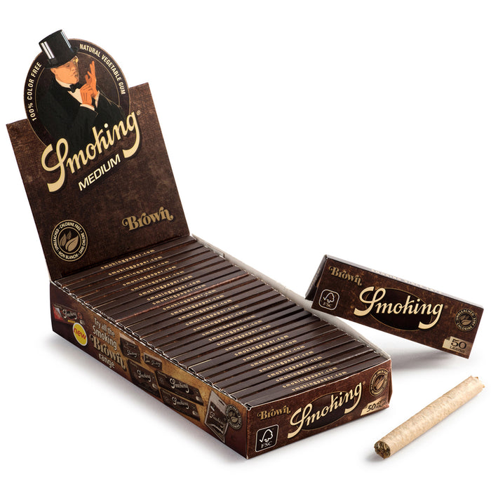 Smoking Brand Brown Unbleached 1 1/4 Size Rolling Papers - 25-Ct Display