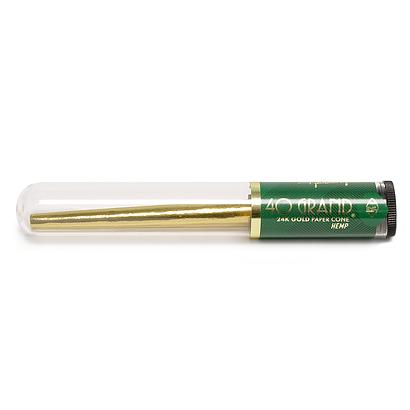 40 Grand 24 Karat Gold Hemp Paper Cone - Glass Tube - 2 Sizes Available - Ashes Gold Flakes