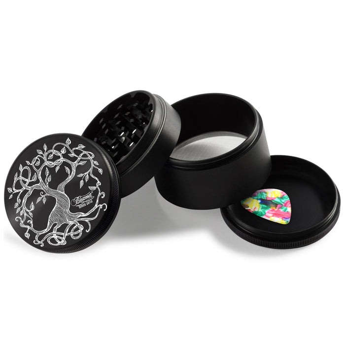 Beamer - Aircraft Grade Aluminum Grinder W/ Guitar Pick - 4-Piece - 63mm - Extended Middle Chamber - Tree of Life Design