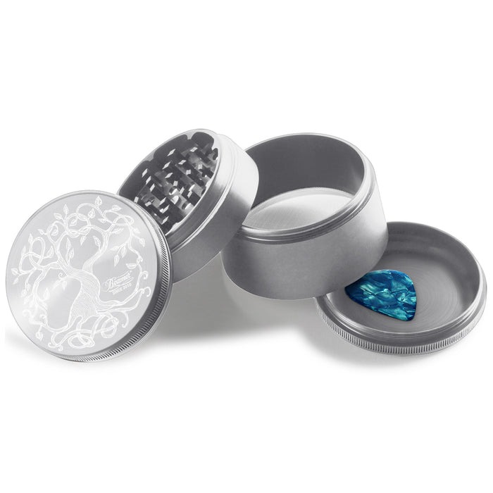 Beamer - Aircraft Grade Aluminum Grinder W/ Guitar Pick - 4-Piece - 63mm - Extended Middle Chamber - Tree of Life Design