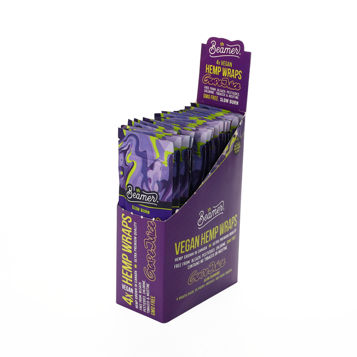 Beamer 1 1/4 Size Vegan Hemp Wraps - 4 Wraps Per Pack (6 Packs Total)