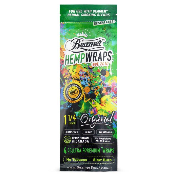 Beamer Natural Vegan Hemp Wraps - 2 Sizes Available - 4ct Packs