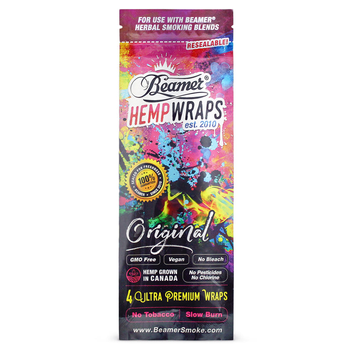 Beamer Natural Vegan Hemp Wraps - 2 Sizes Available - 4ct Packs
