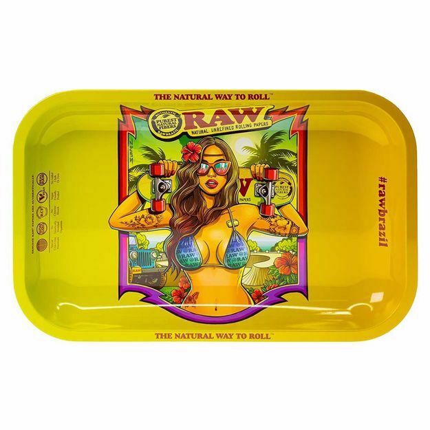 Raw - Metal - Rolling Tray - Small - Brazil 2nd Edition Design - 10.75" x 6.86"