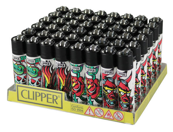 Clipper Printed Collection Hard Tattoo Lighters - 48-Count Display