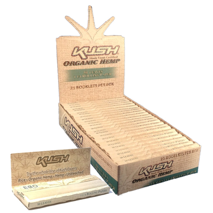 Kush Organic Hemp 1 1/4 Size Rolling Papers - 24-Ct Display