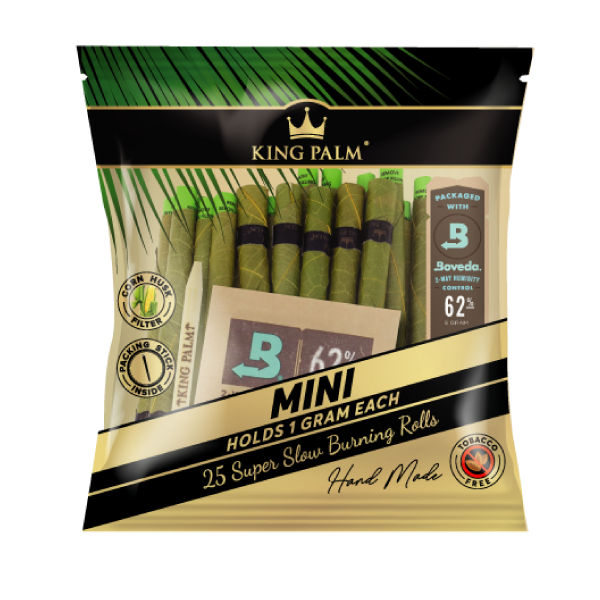 King Palm Mini Size Pre Rolled Palm Leaf 25-Ct Pack  - 8-Ct Display