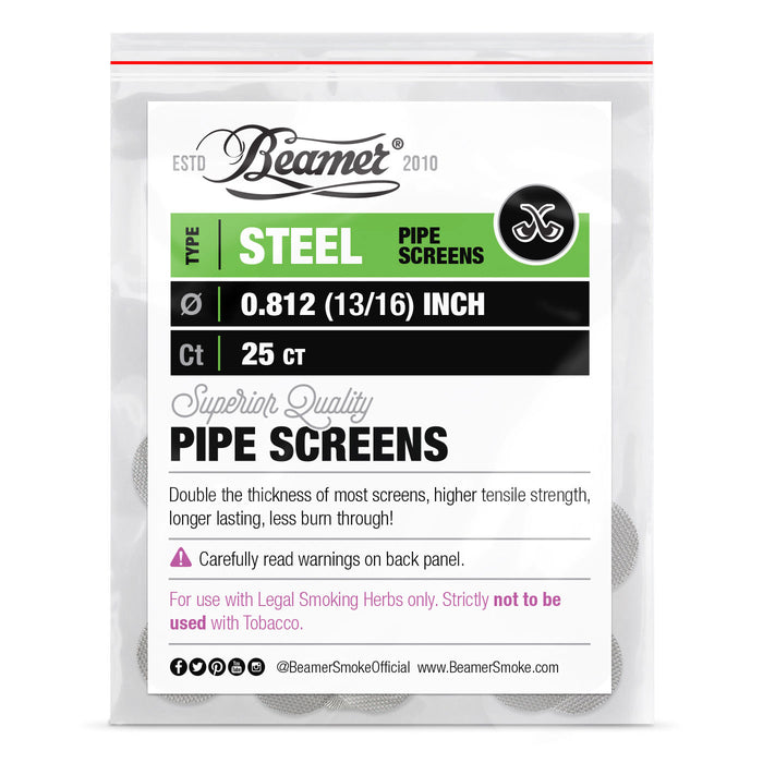 Beamer Double Thick Steel Pipe Screens, 0.812" - 25-Ct Bag