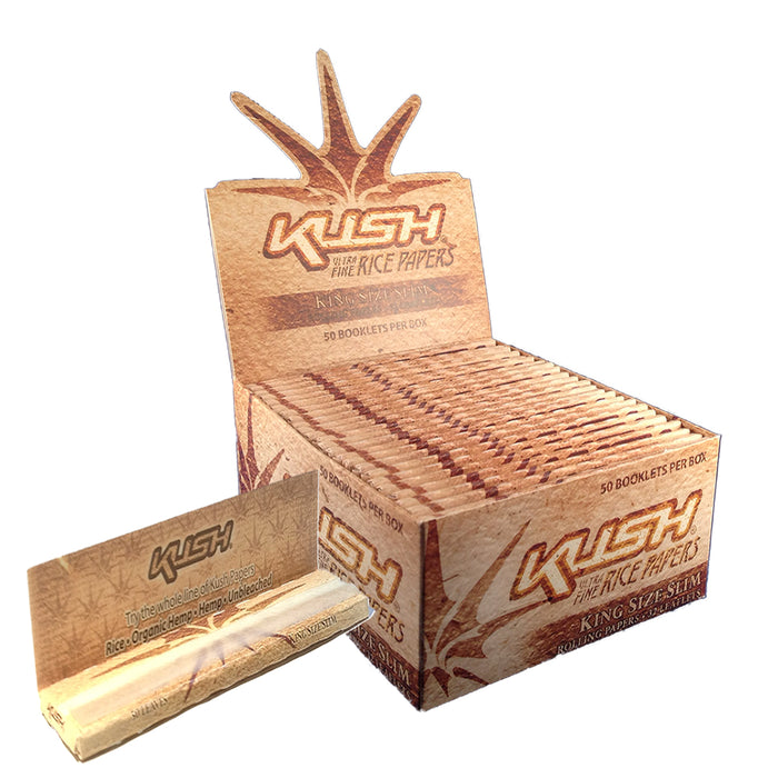 Kush Ultra Thin Rice King Size Rolling Papers - 50-Ct Display